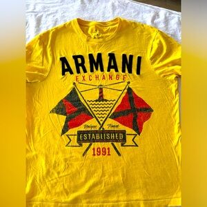 Vintage Armani exchange T-shirt with puffed imprint. size medium.